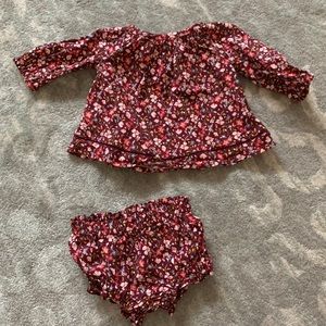Old Navy Maroon Floral Two-Piece Top and Bloomers